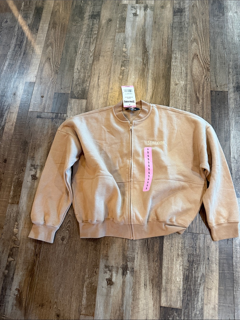 Spalding Zip-Front Jacket in Tan pit to pit 26”